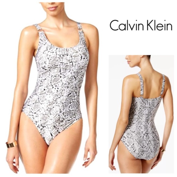 Calvin Klein Black Viper Starburst One-Piece Swimsuit (8) - Picture 1 of 7